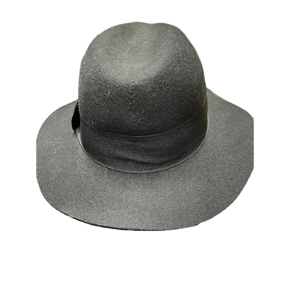 H&M Women Black  Wool Hat Floppy Ribbon Band Size M/56 Fedora - Picture 3 of 5